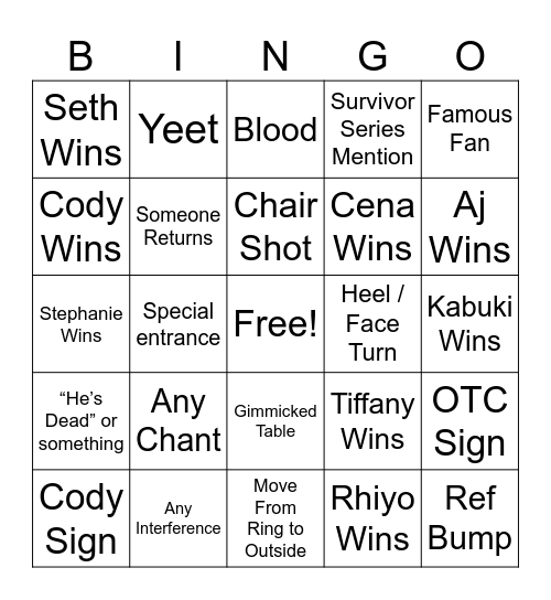 Crown Jewel Bingo Card