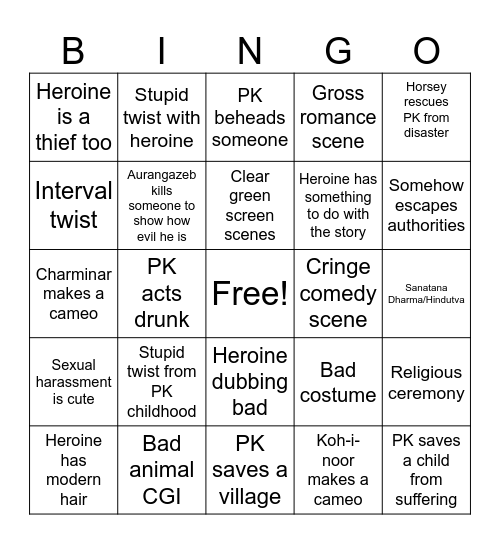 Hari Hara Veera Mallu Bingo Card