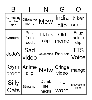 Instagram Reels bingo Card