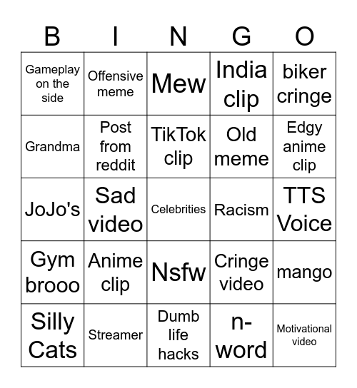 Instagram Reels bingo Card