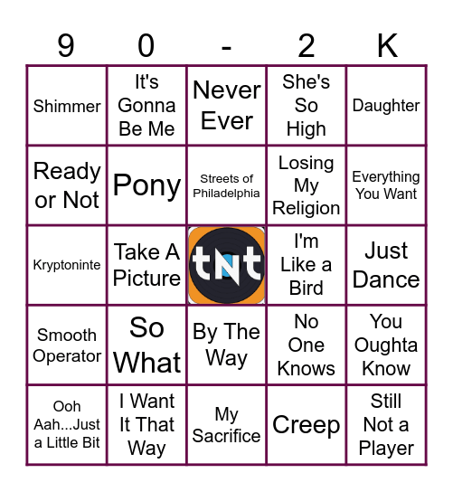 Best of the Rest 90-2K Bingo Card
