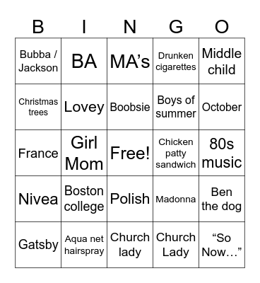Betty’s Bingo Card