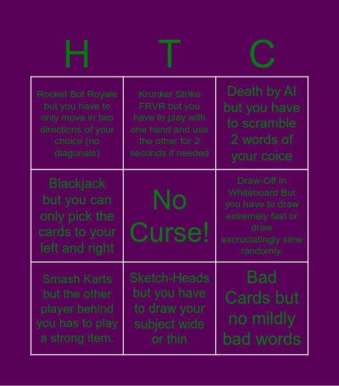 Curses of HalloTwoMeen Bingo Card
