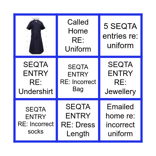 UNIFORM BINGO Card