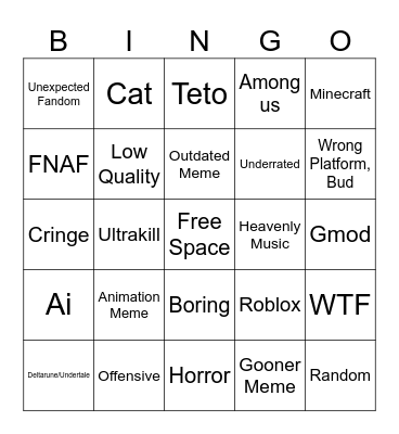 Tiktok Bingo Card