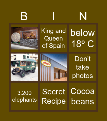 Valor Chocolate Factory Bingo Card