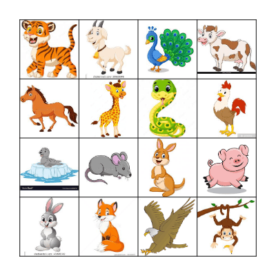 Eric Carle Animal Bingo Card