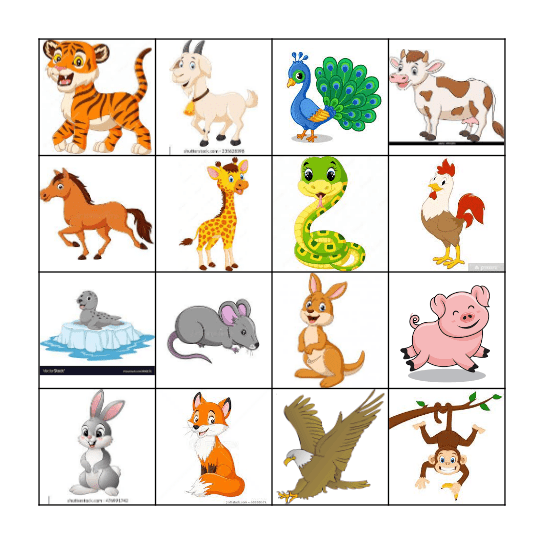 Eric Carle Animal Bingo Card