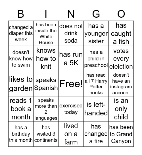Untitled Bingo Card