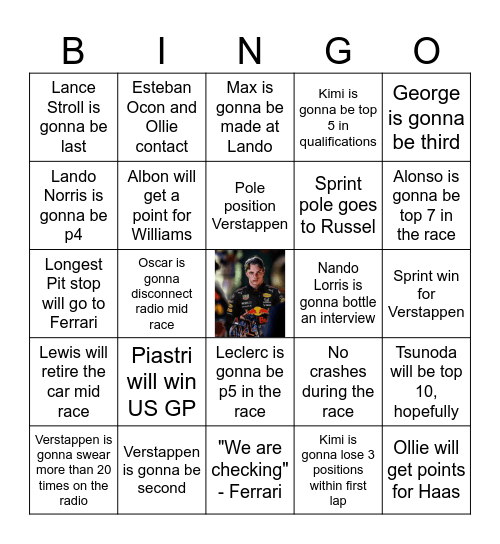 COTA GP BINGO Card