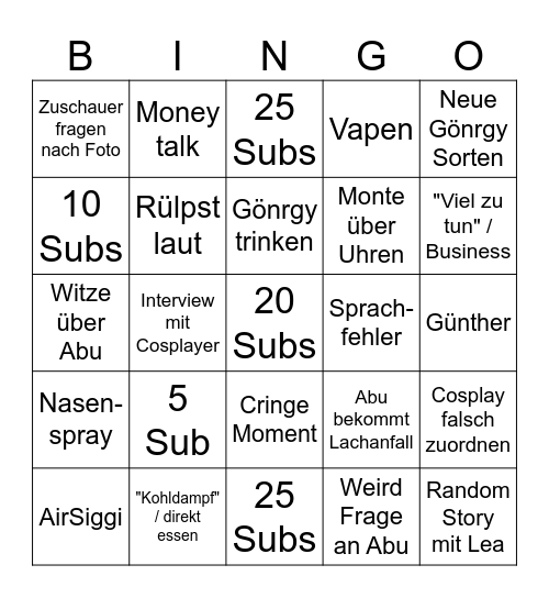 POLARIS Bingo Card