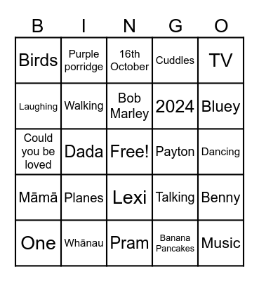 Benny's Birthday BINGO Card
