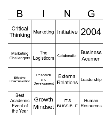 Business CLub Bingo Card