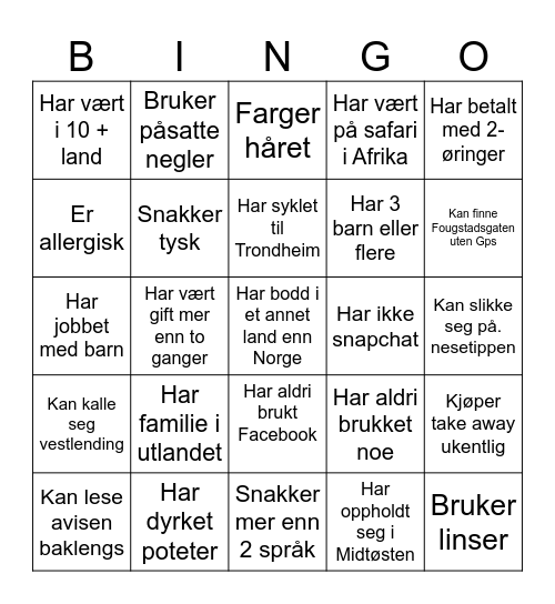 Bli kjent med bordet ditt 18.oktober Bingo Card