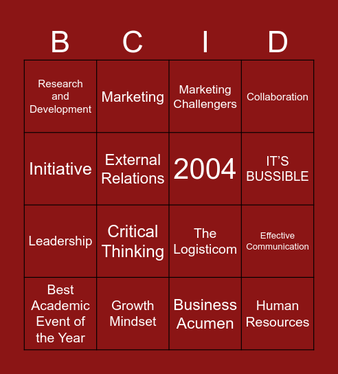 [ID] BC BINGO BUILDER Bingo Card