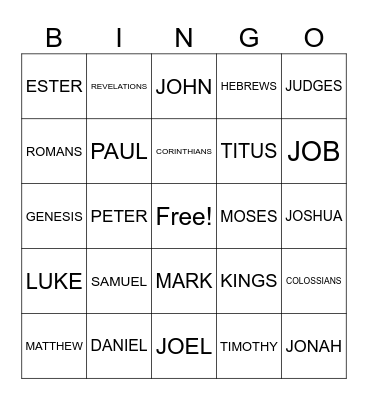 BIBLE BINGO Card