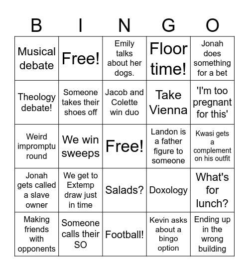 Day 3 Bingo Card
