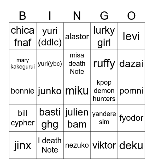 polaris cosplay bingo(mads) Bingo Card