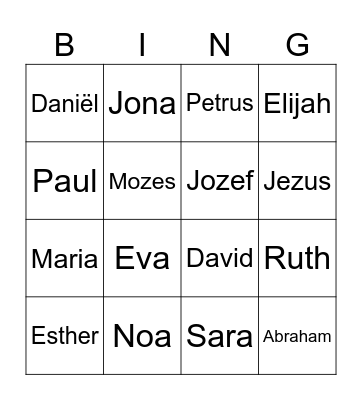 Bible bingo Card