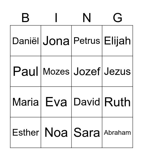 Bible bingo Card
