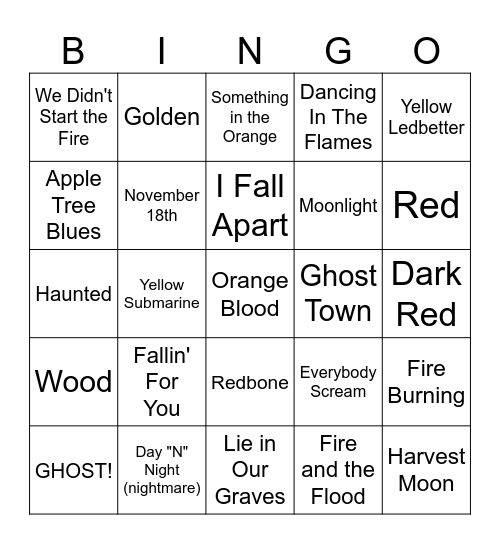 Fall Buzz Words Bingo Card