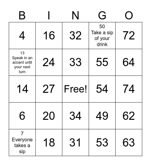 Housewarming bingo Card