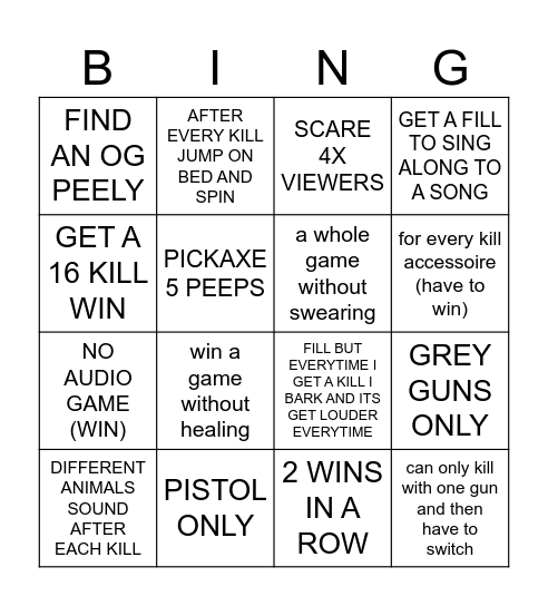 5 KILLS OR MORE Bingo Card