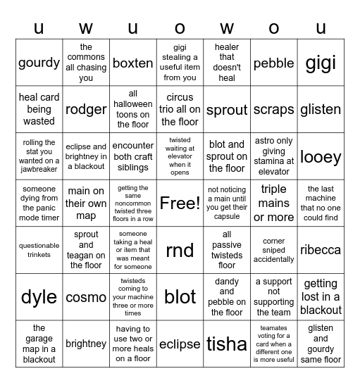 dandys bingo :3 Bingo Card