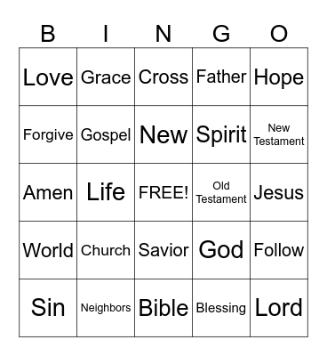 Sermon Bingo.  (To be done only during the sermon) Bingo Card