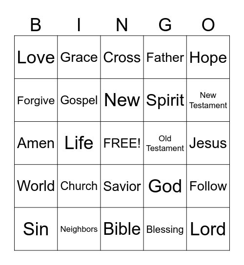 Sermon Bingo.  (To be done only during the sermon) Bingo Card