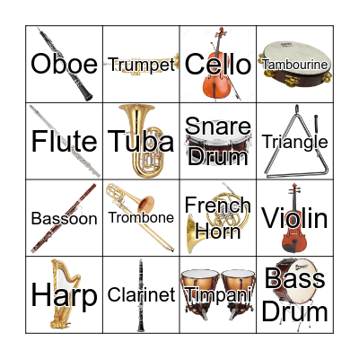 Instruments of the Orchestra Bingo Card