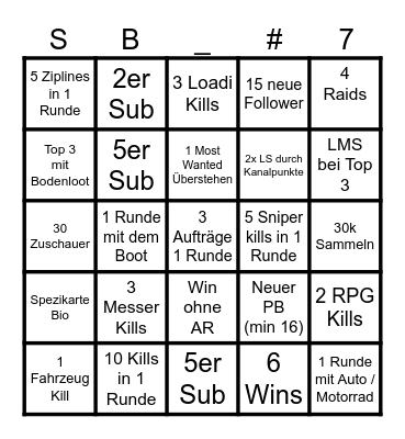ShOTBOy's Bingo Party Bingo Card