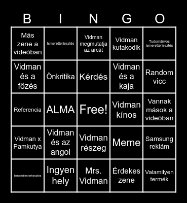 Vidman Bingo Card