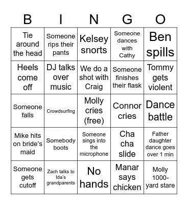 Connor + Ida Wedding Bingo Card