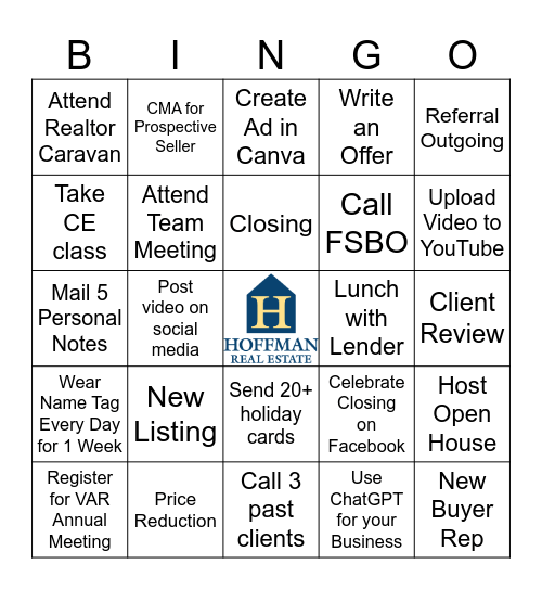 Hoffman Real Estate Bingo Card