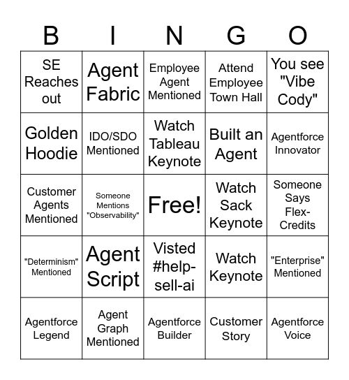 Dreamforce25 Bingo Card