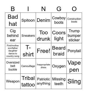 WT wedding bingo Card