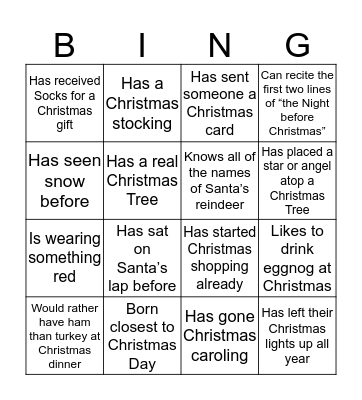 Christmas Bingo Card