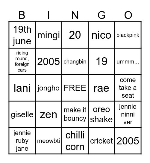 Untitled Bingo Card