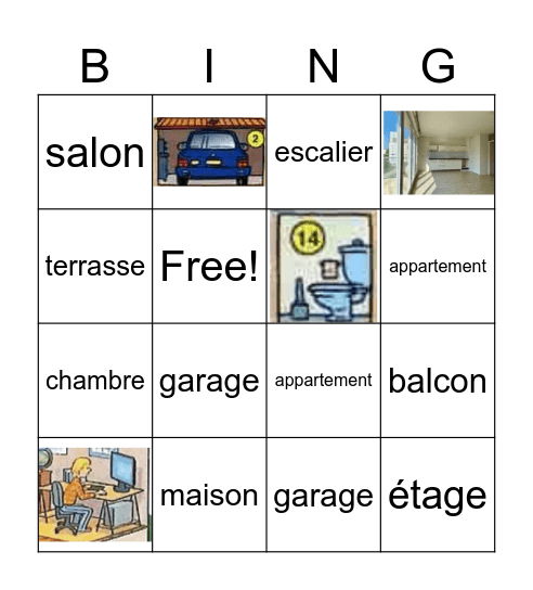 LES PIECES DU LOGEMENT Bingo Card