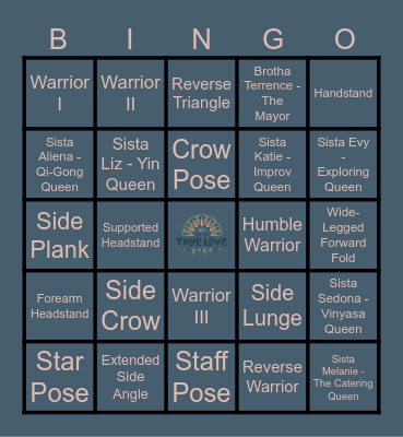 True Love Yoga Bingo Card