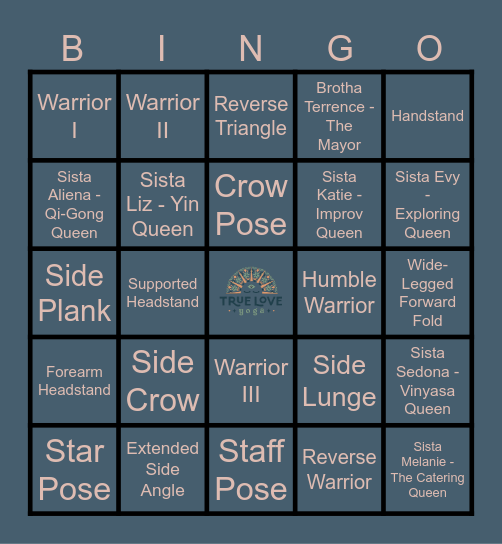 True Love Yoga Bingo Card