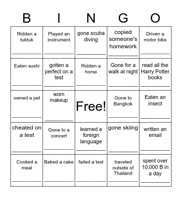 Have you .... Bingo Card