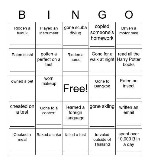 Have you .... Bingo Card