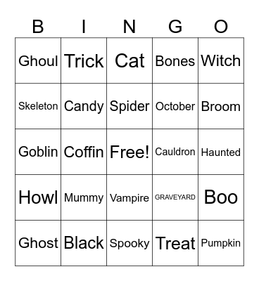 Halloween Bingo Card