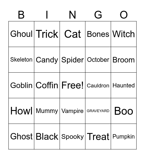 Halloween Bingo Card