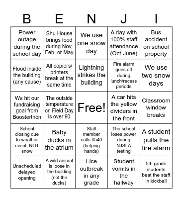 BA Bingo 2025-2026 Bingo Card