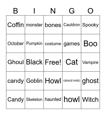 Halloween Bingo Card