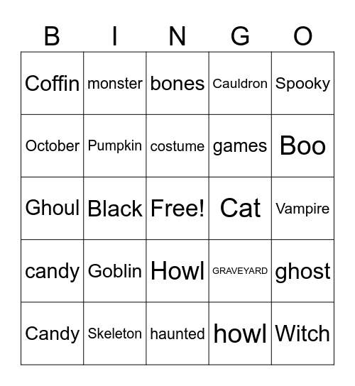 Halloween Bingo Card
