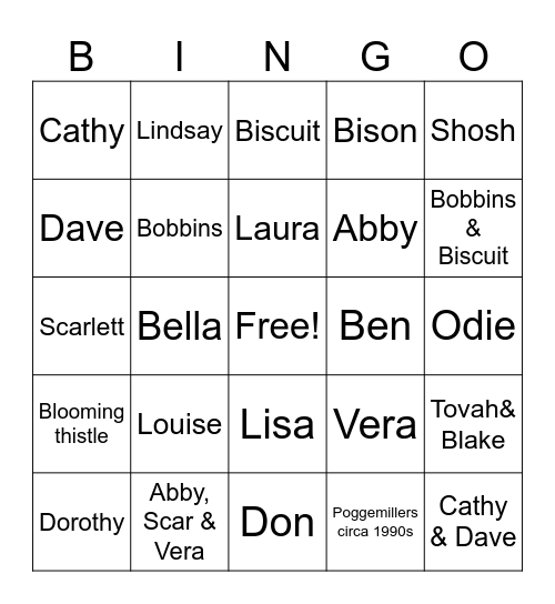 Poggemiller Family Bingo! Bingo Card